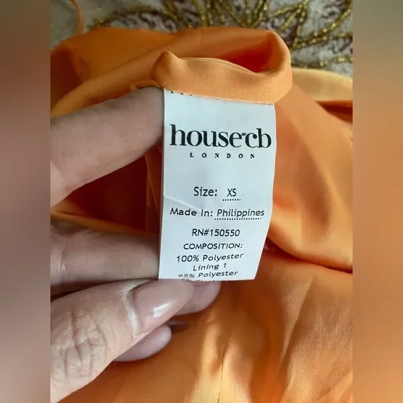 House of CB Myrna Tangerine Satin Corset Midi Dress Size XS NWT - Picture 13 of 16